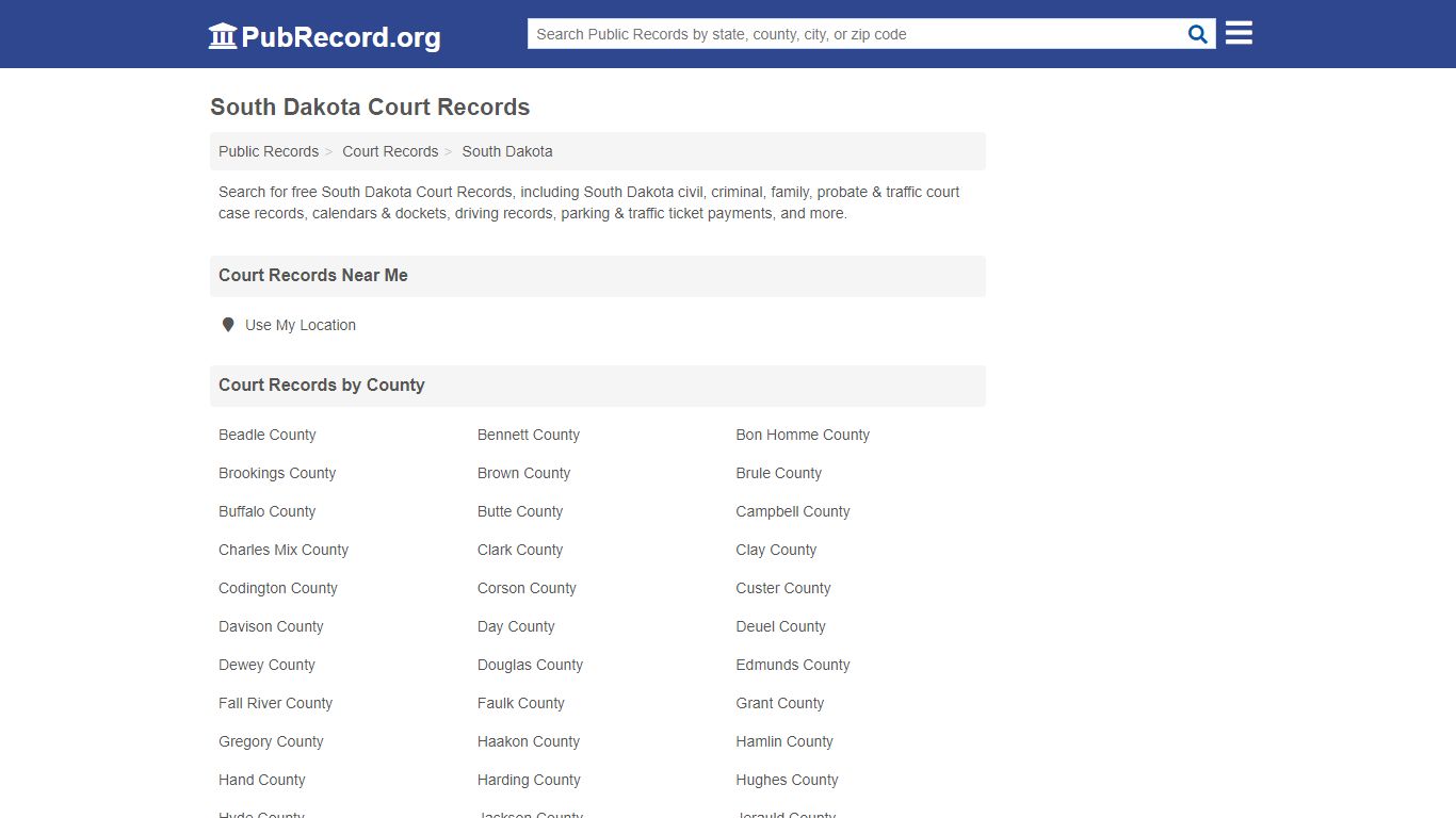 Free South Dakota Court Records - PubRecord.org